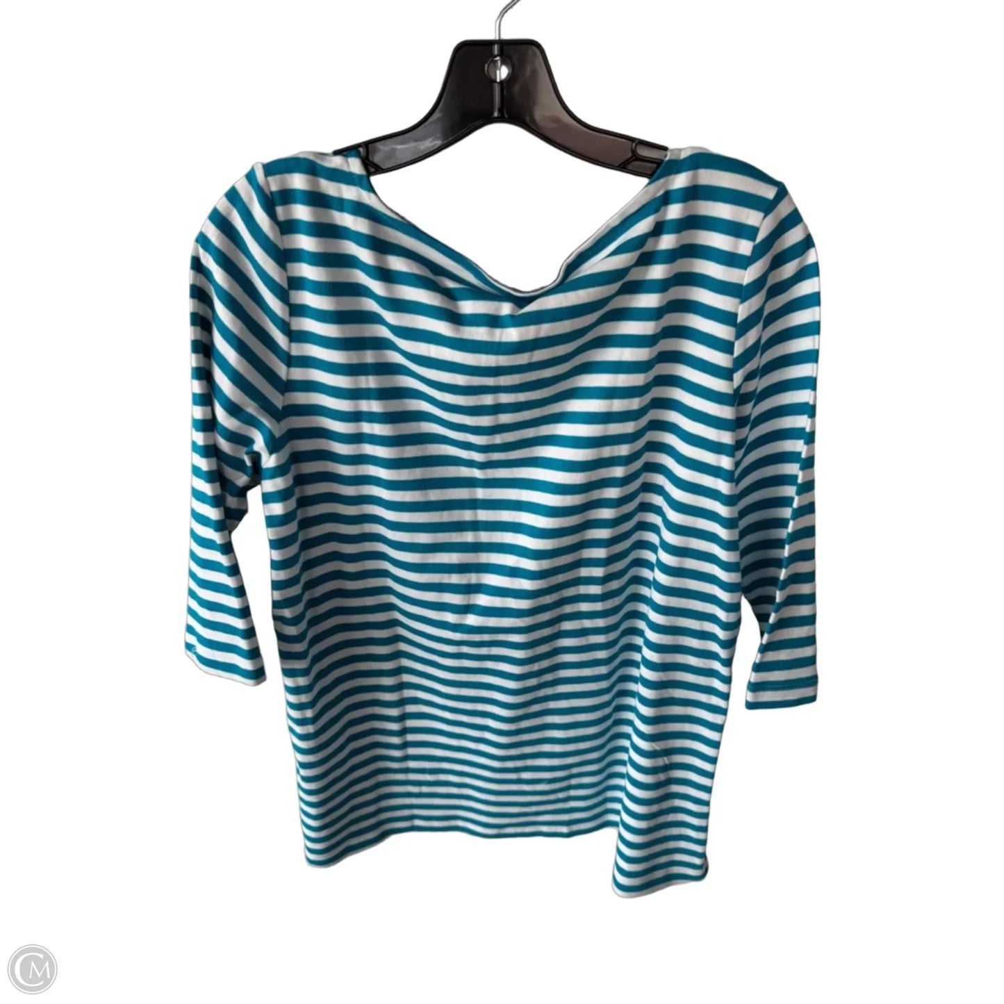 Top 3/4 Sleeve Basic By Lands End In Blue & White, Size: L