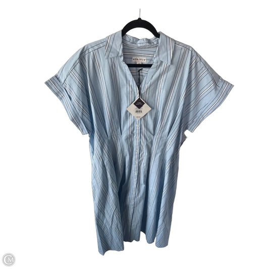 Dress Casual Midi By Ava & Viv In Blue & White, Size: 1x