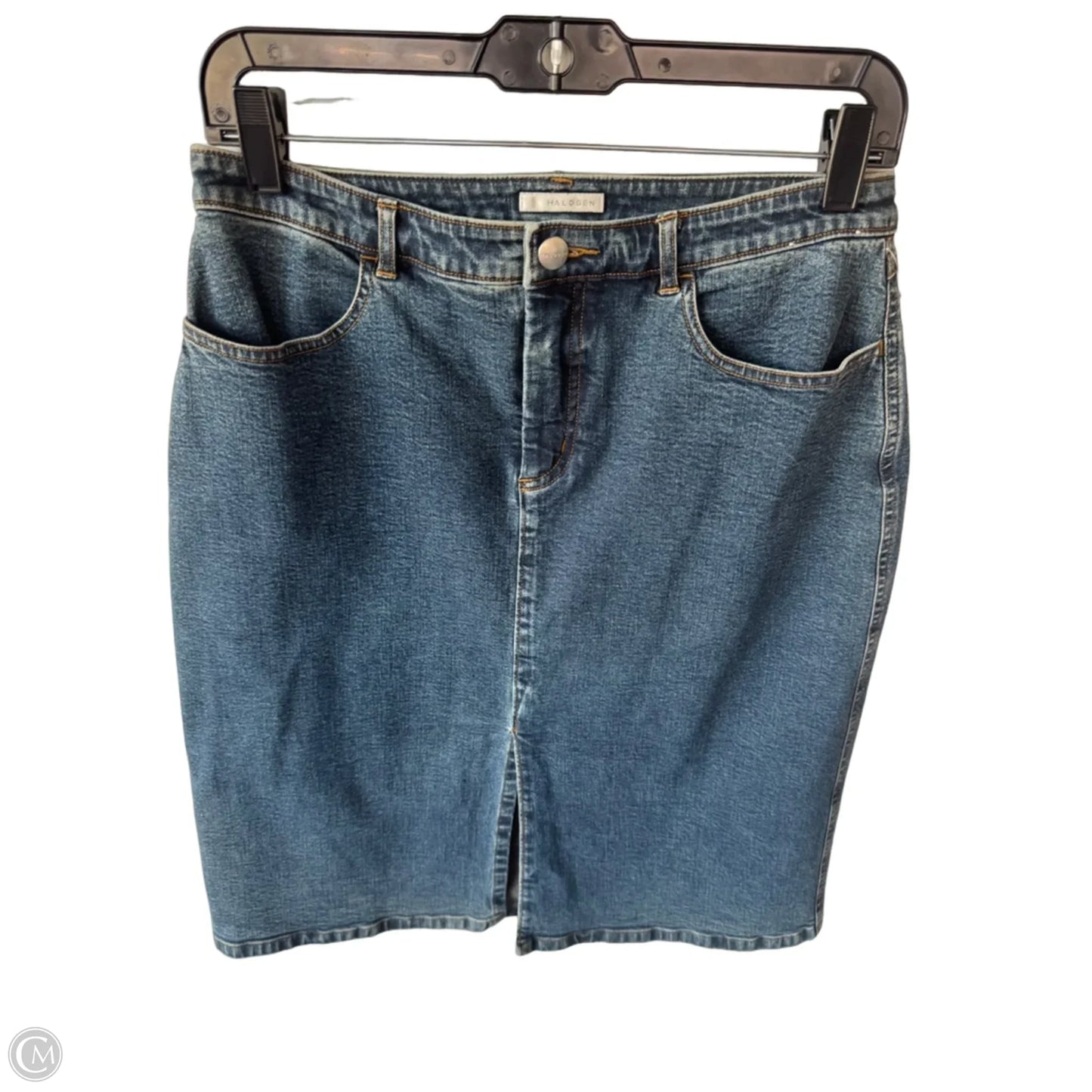 Skirt Midi By Halogen In Blue Denim, Size: 8