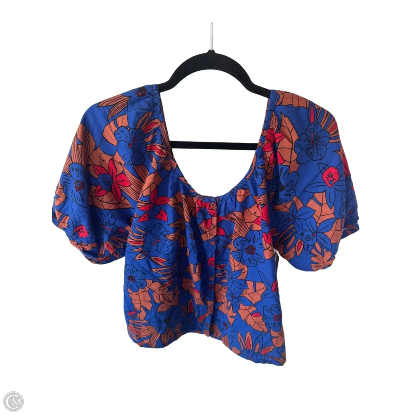 Top Short Sleeve By Clothes Mentor In Blue & Brown, Size: L