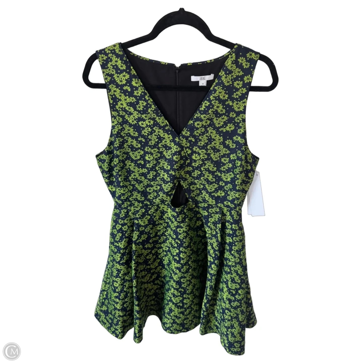 Dress Designer By Zac By Zac Posen In Blue & Green, Size: M