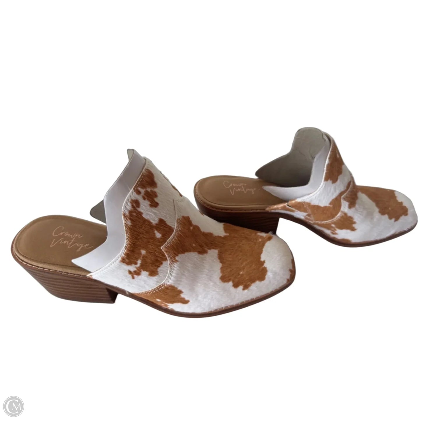 Shoes Heels Block By Crown Vintage In Tan & White, Size: 7