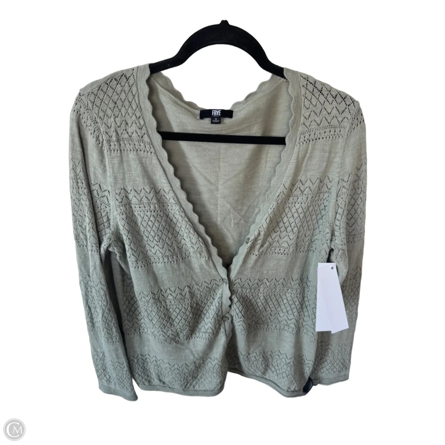 Sweater Cardigan Designer By Frye In Green, Size: M