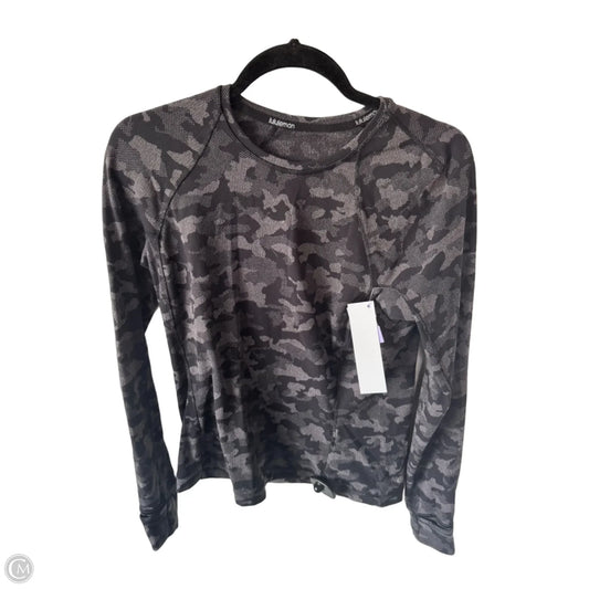 Athletic Top Long Sleeve Crewneck By Lululemon In Black & Grey, Size: M