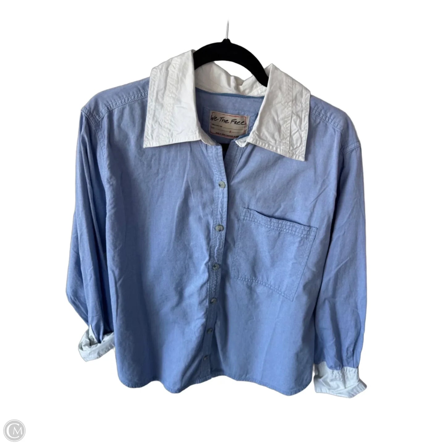 Top Long Sleeve By We The Free In Blue & White, Size: S