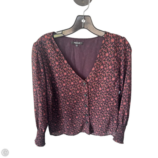 Top 3/4 Sleeve By Madewell In Black & Purple, Size: M