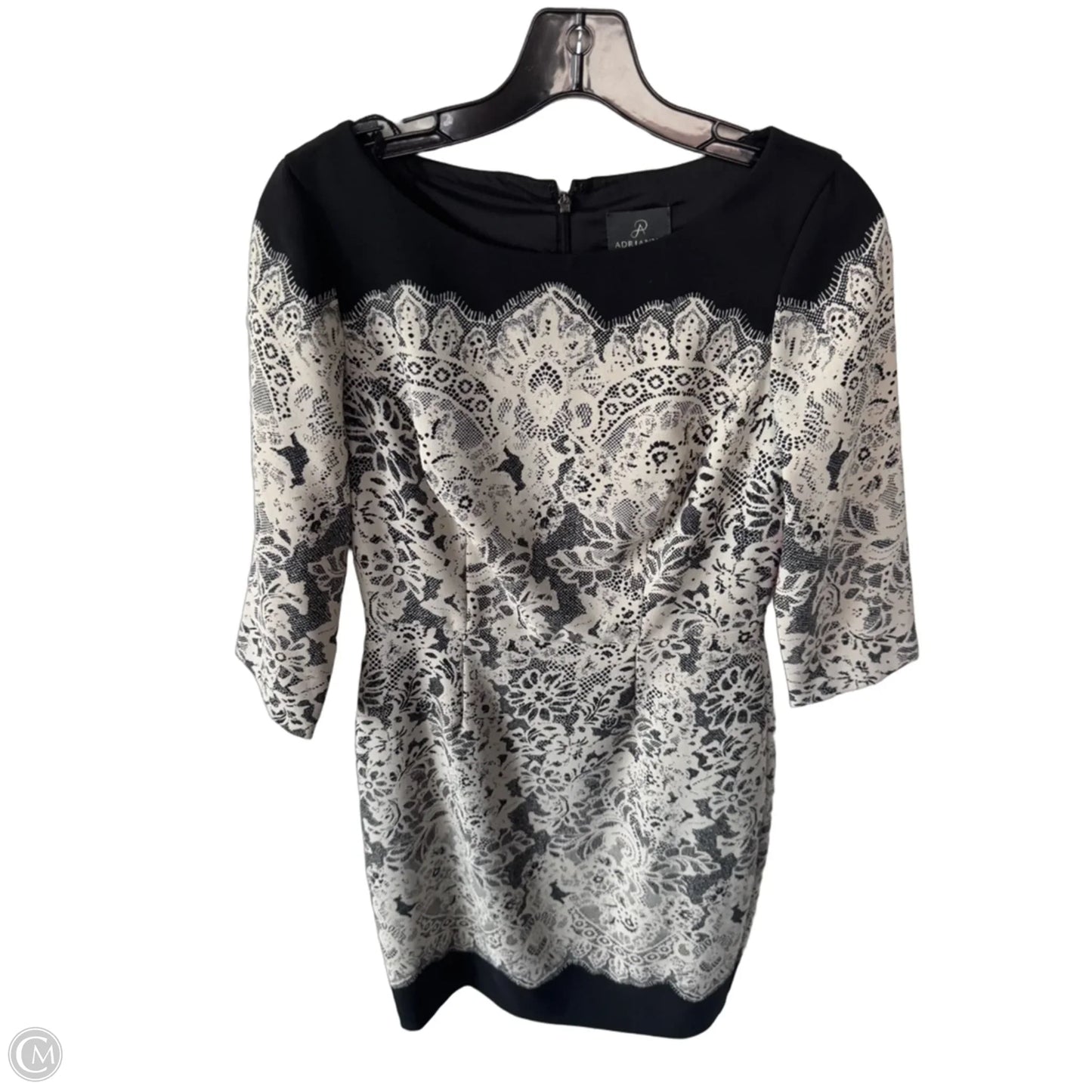 Dress Work By Adrianna Papell In Black & Cream, Size: S