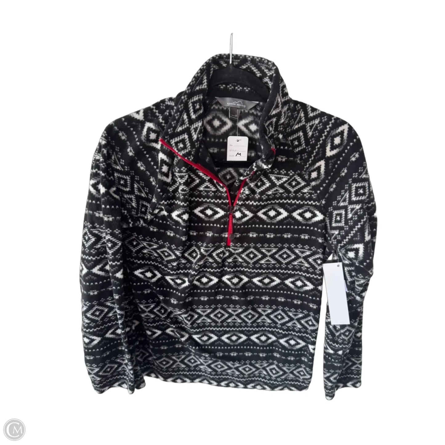 Jacket Fleece By Eddie Bauer In Black & Grey, Size: M