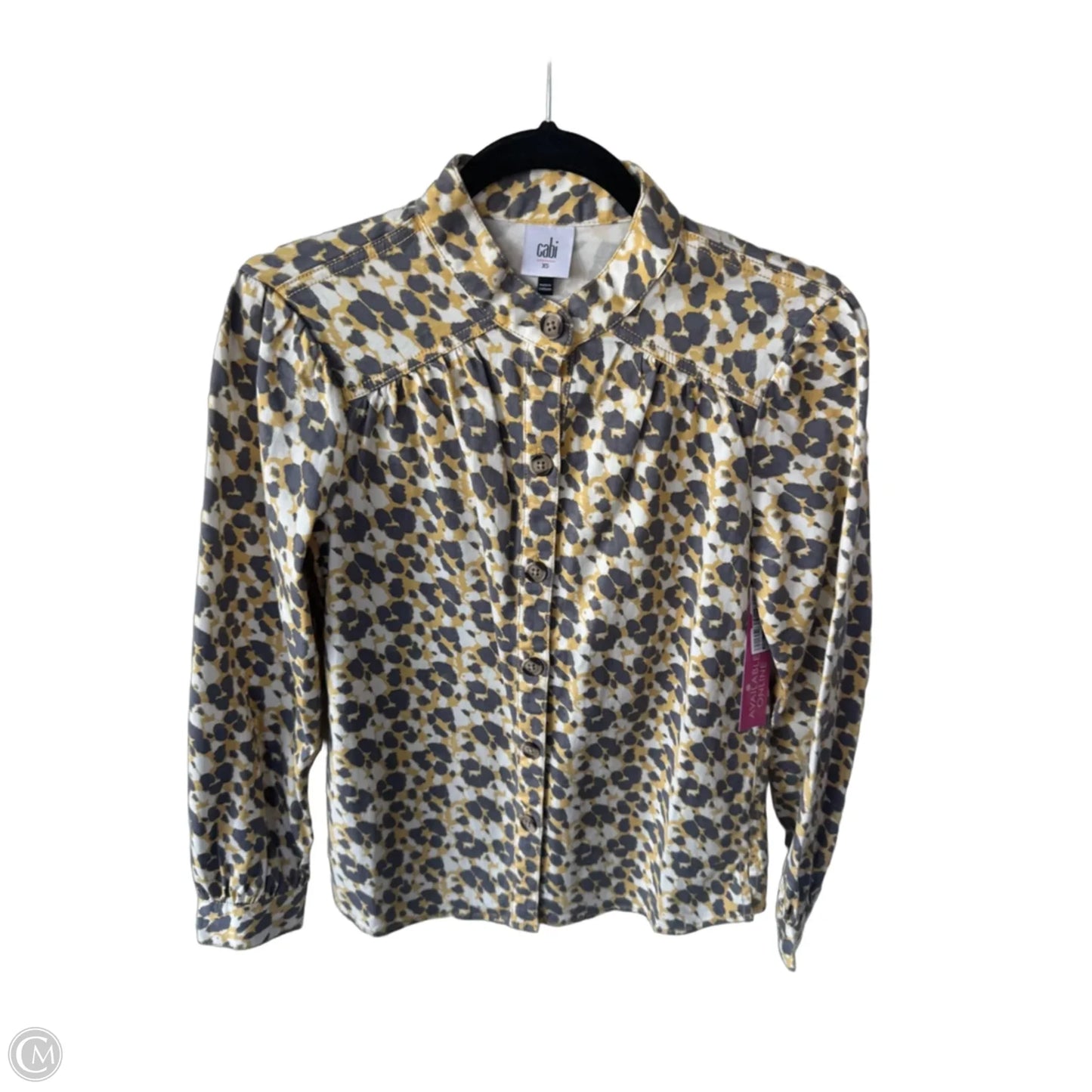 Jacket Shirt By Cabi In Grey & Yellow, Size: Xs