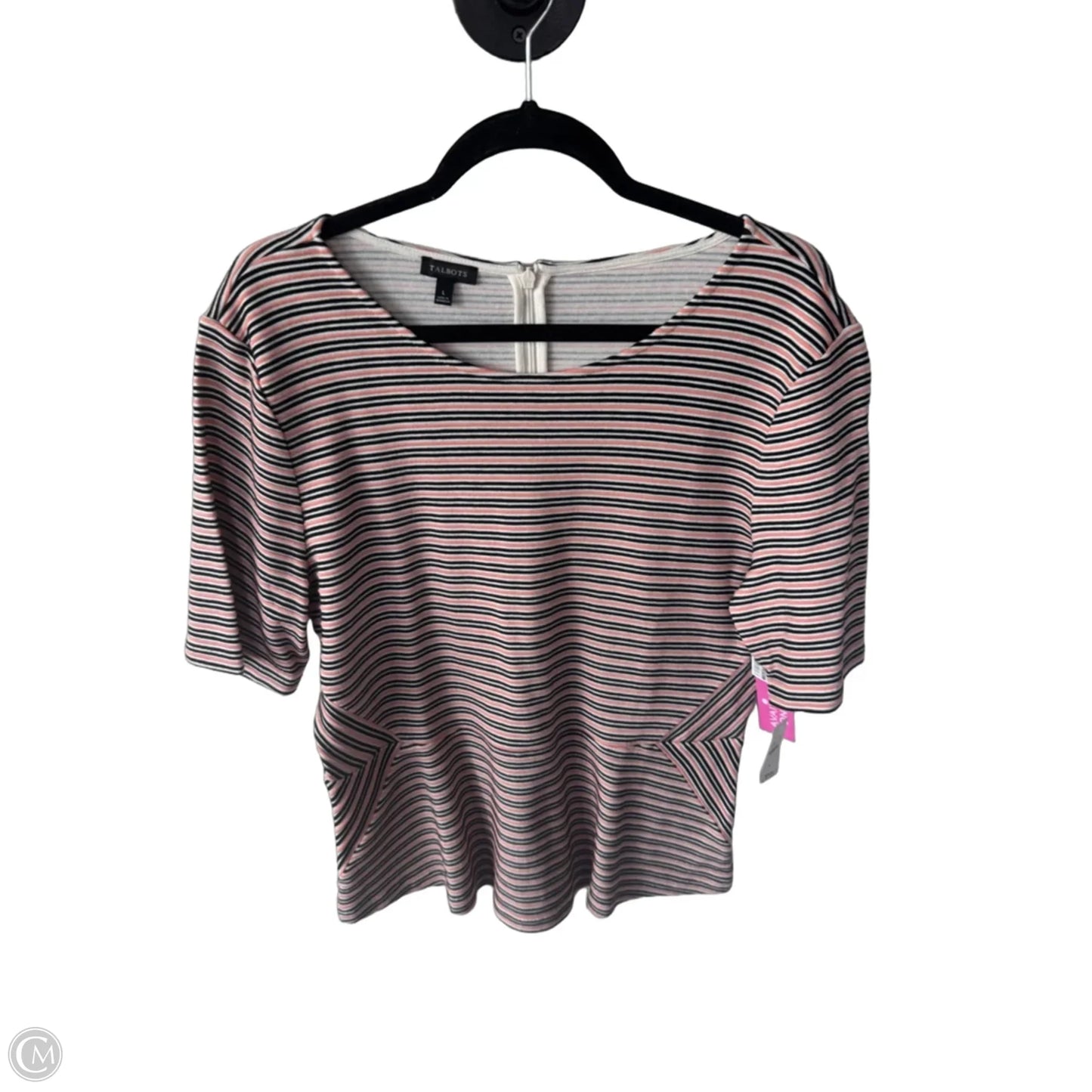 Top Short Sleeve By Talbots In Black & Pink, Size: L