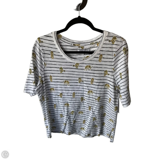 Top Short Sleeve By Chicos In Grey & White, Size: L