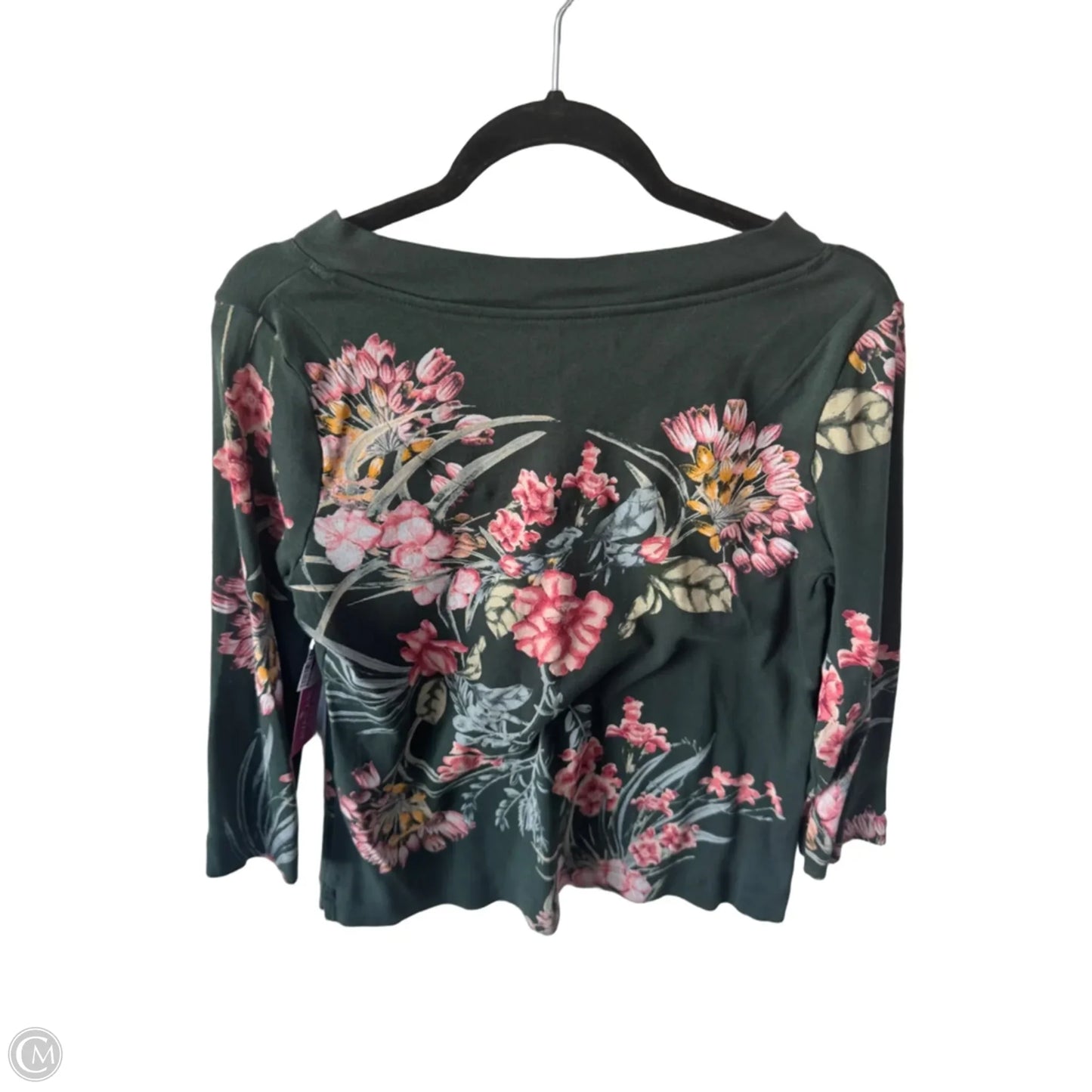 Top 3/4 Sleeve Basic By Chicos In Green & Pink, Size: M