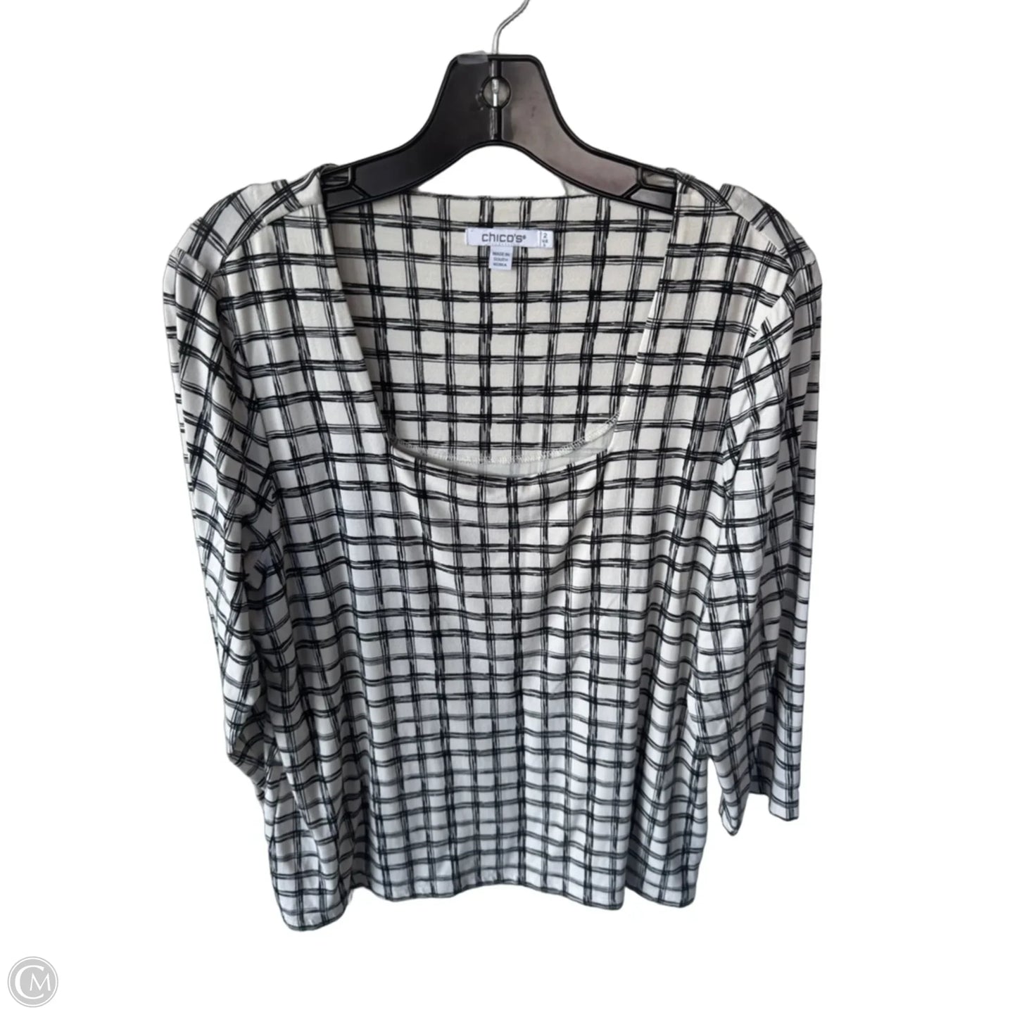 Top 3/4 Sleeve Basic By Chicos In Black & Cream, Size: L