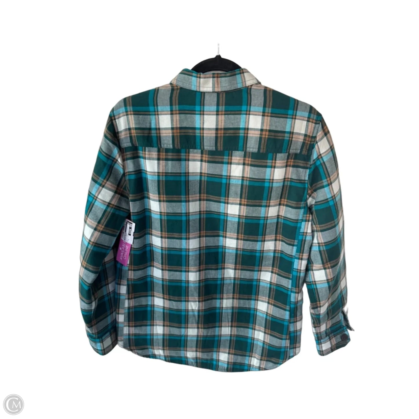 Jacket Shirt By Eddie Bauer In Blue & Green, Size: S