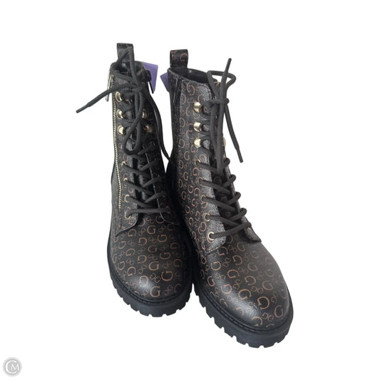 Boots Ankle Flats By Guess In Black & Brown, Size: 8