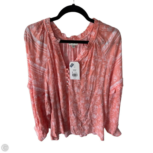 Top Long Sleeve By Wonderly In Orange & White, Size: 1x