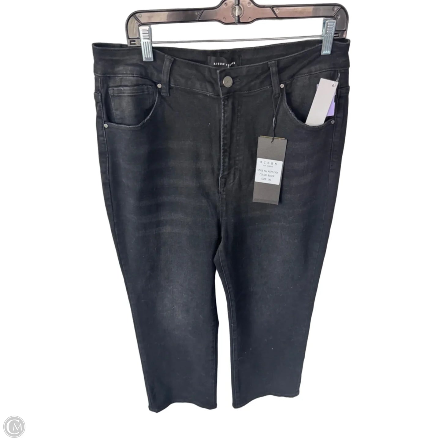 Jeans Straight By Risen In Black Denim, Size: 18