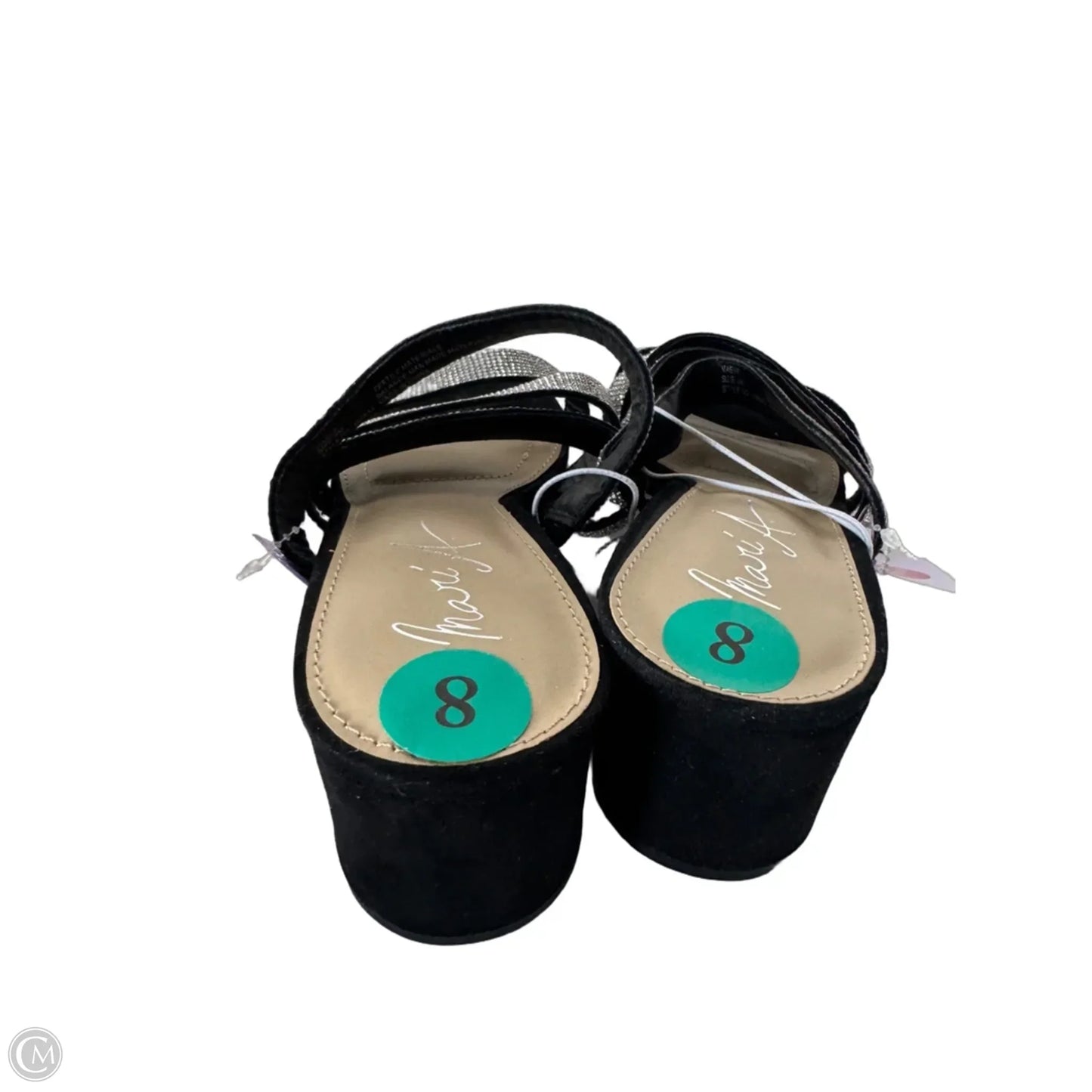 Sandals Heels Block By Clothes Mentor In Black & Silver, Size: 8