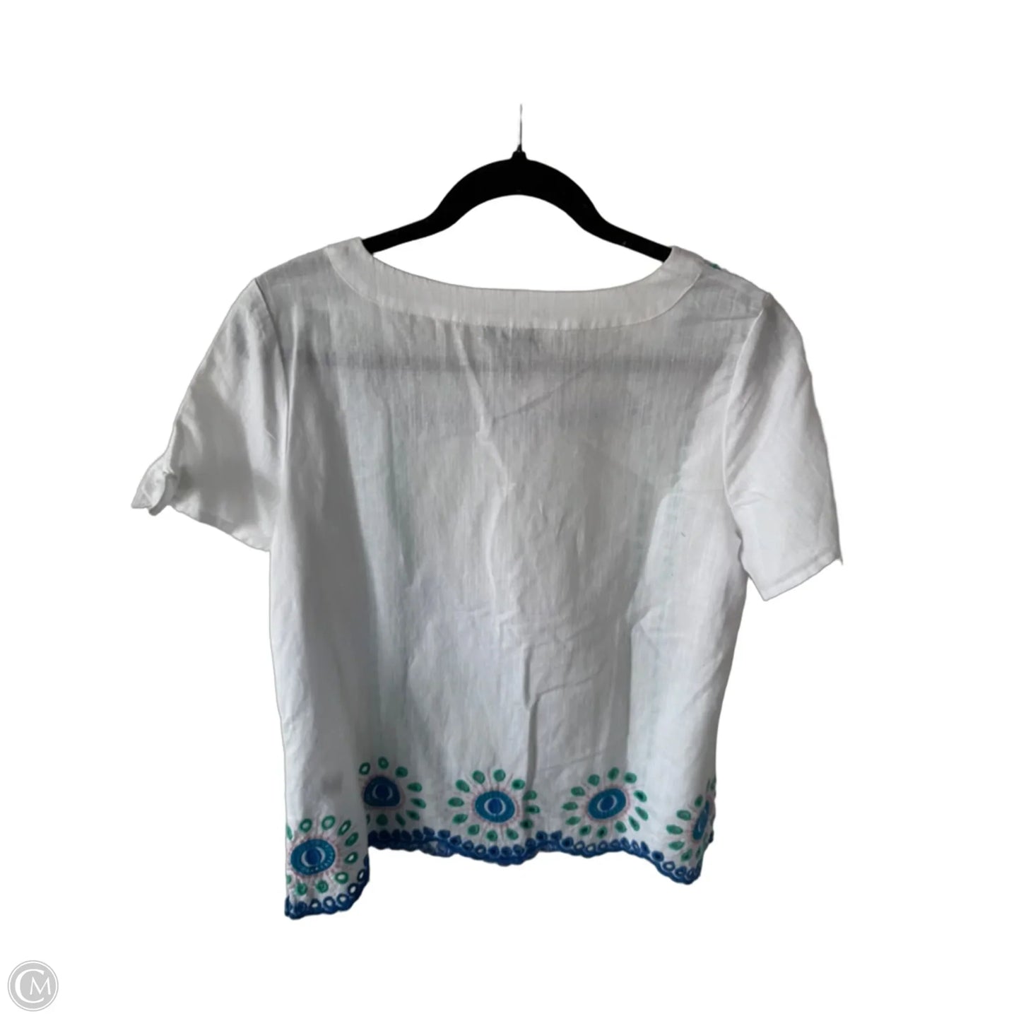 Top Short Sleeve By Talbots In Green & White, Size: Mp