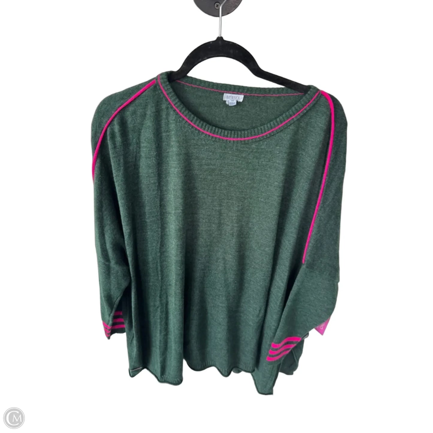 Sweater By Mer Sea In Green & Pink, Size: Osfm
