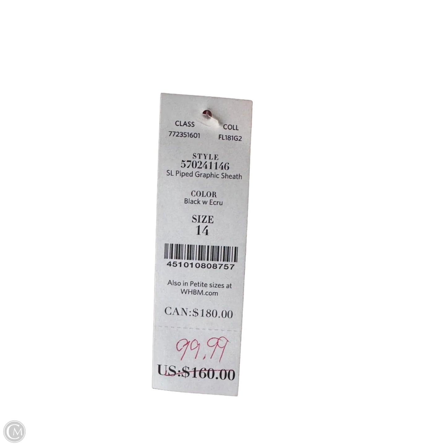 Dress Work By White House Black Market In Black & White, Size: L