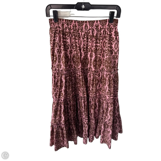 Skirt Midi By Cmc In Brown & Pink, Size: 4