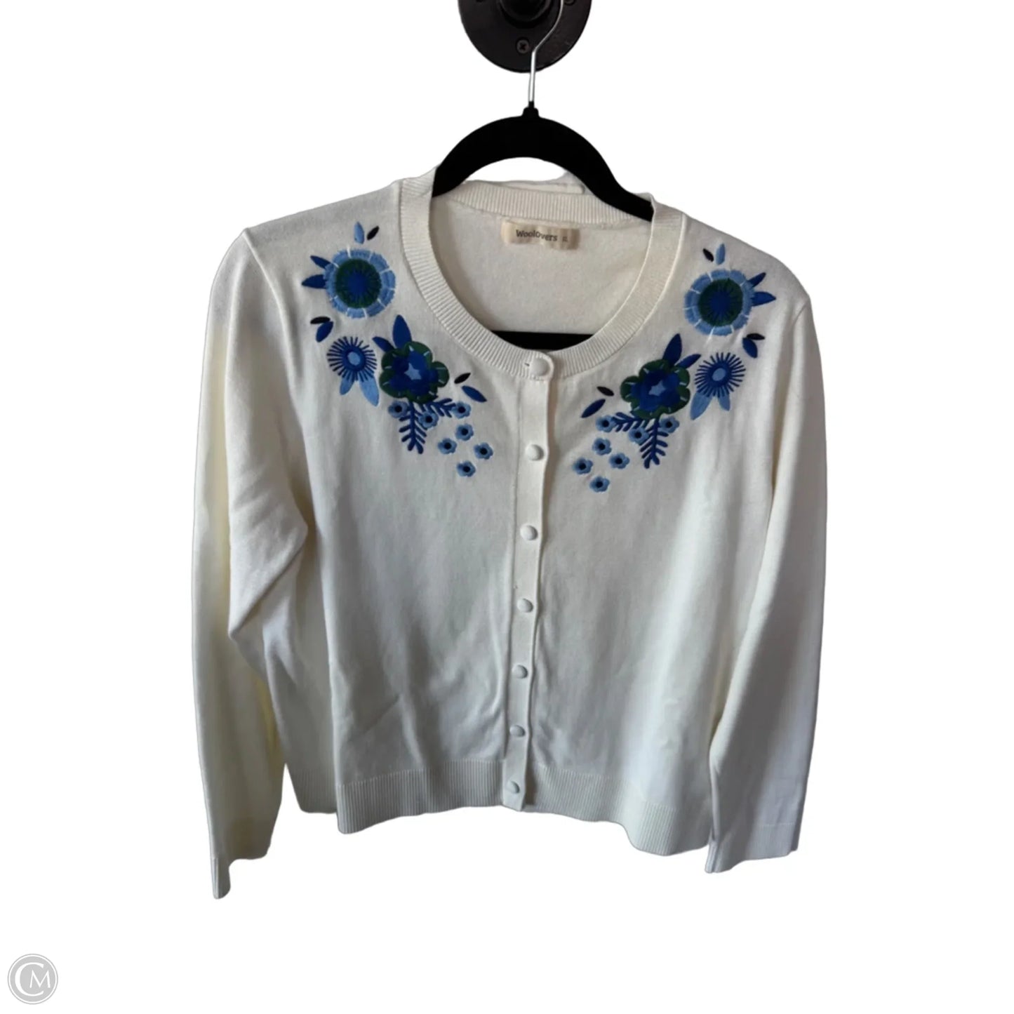 Sweater Cardigan By Clothes Mentor In Blue & Cream, Size: Xl