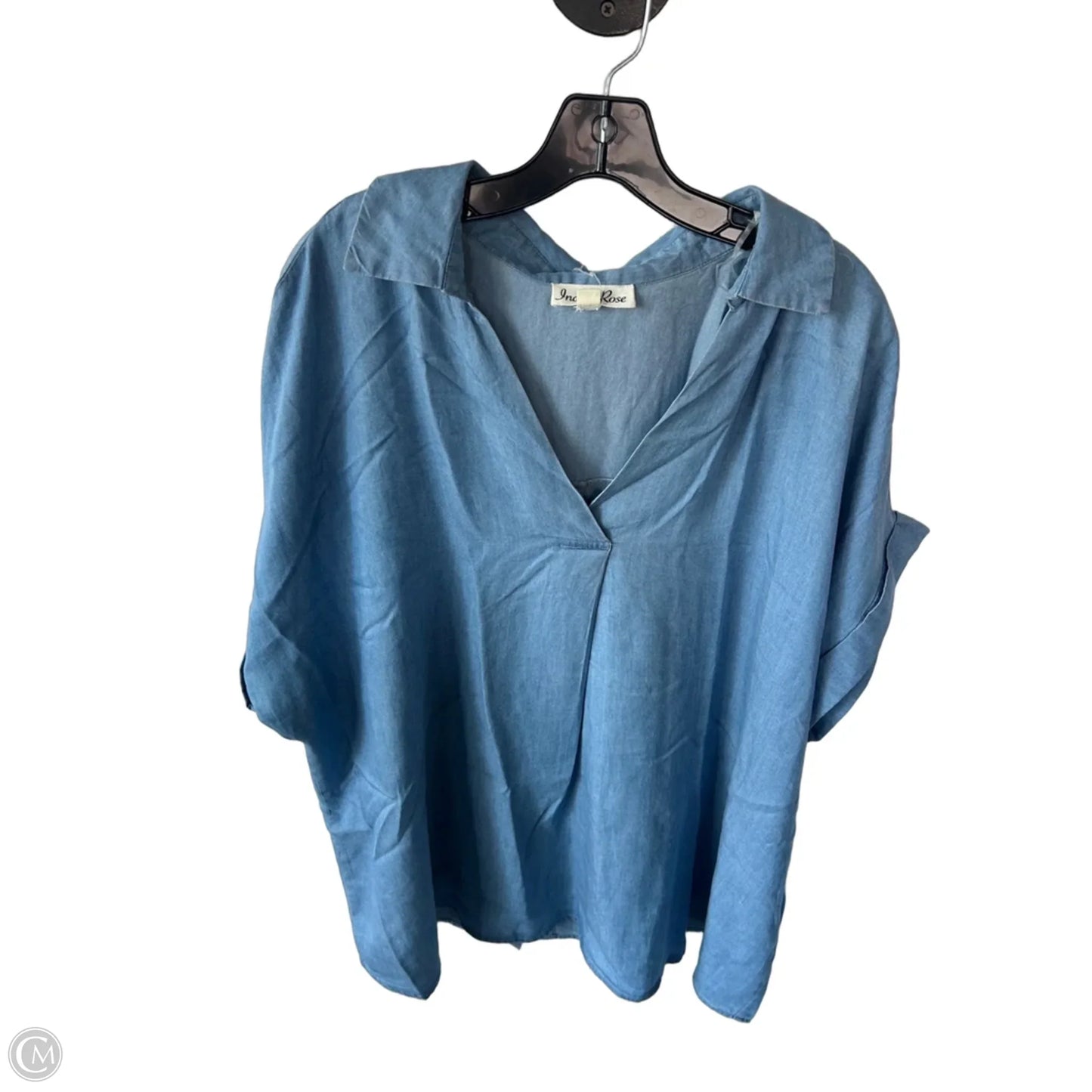 Top Short Sleeve By Indigo Rose In Blue Denim, Size: 2x