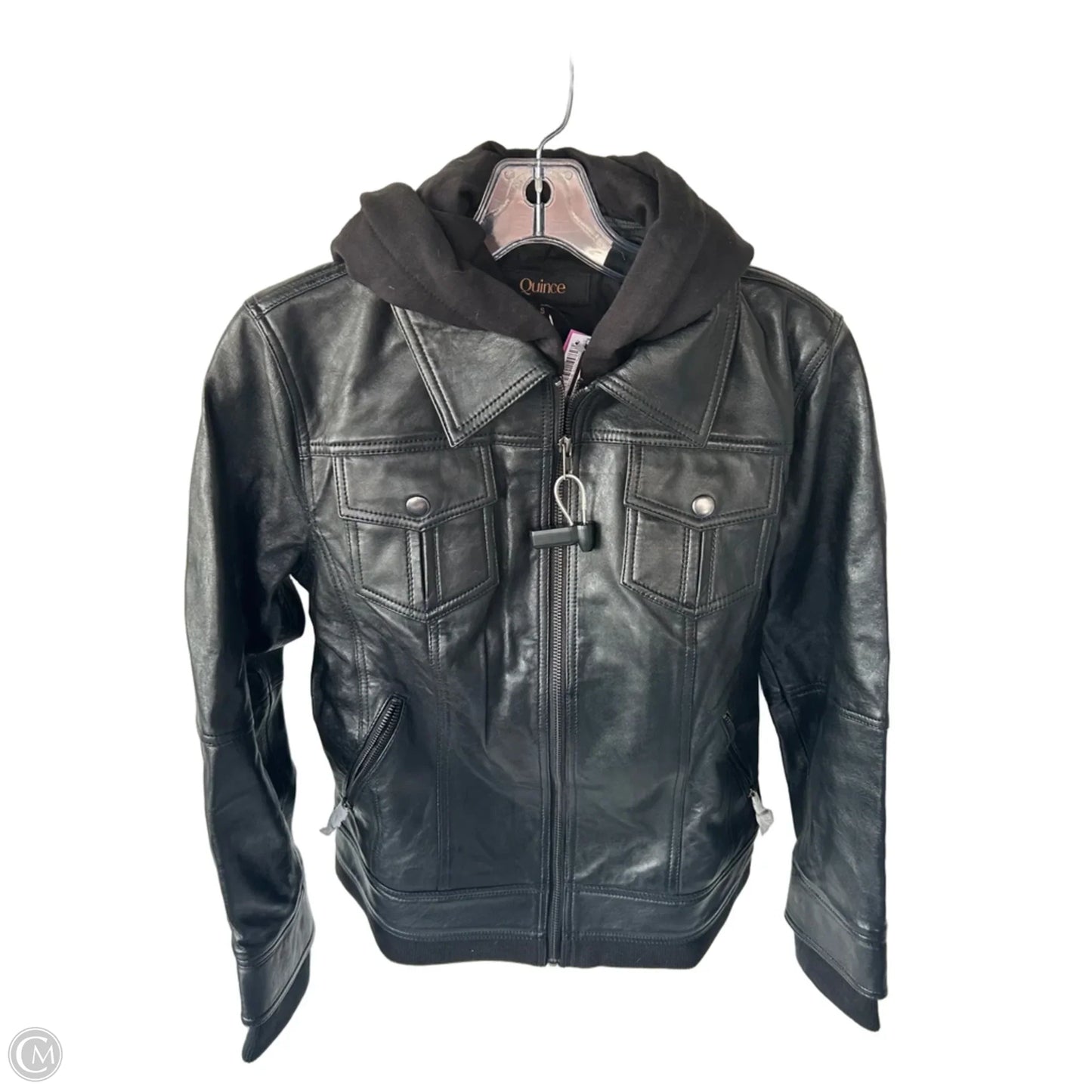 Jacket Leather By Quince In Black, Size: S