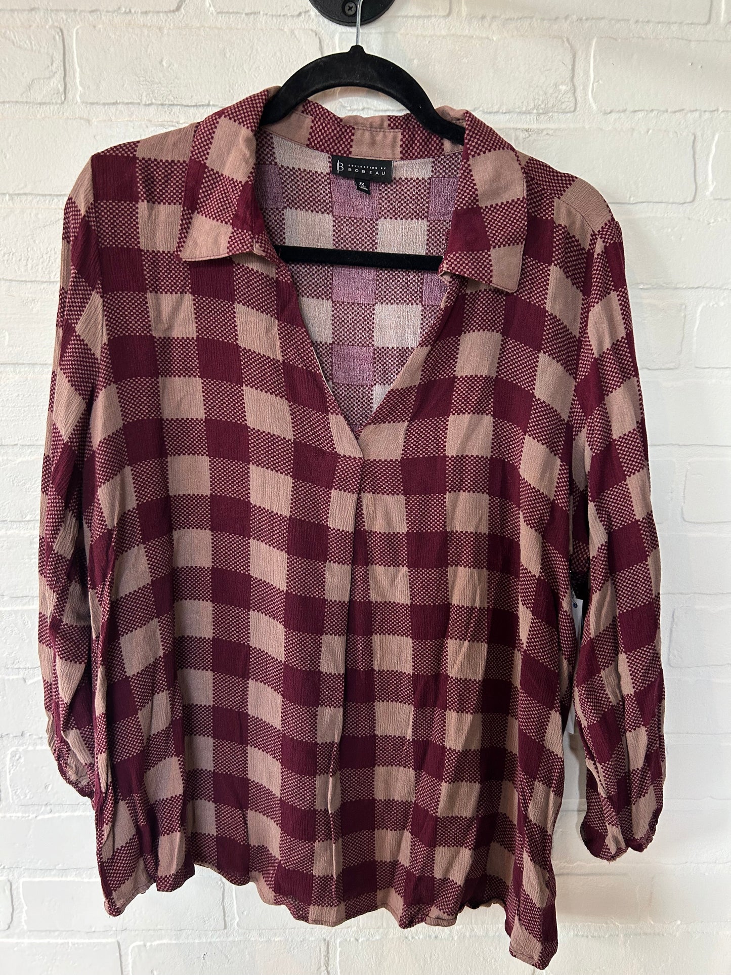 Red Top Long Sleeve Bobeau, Size 1x