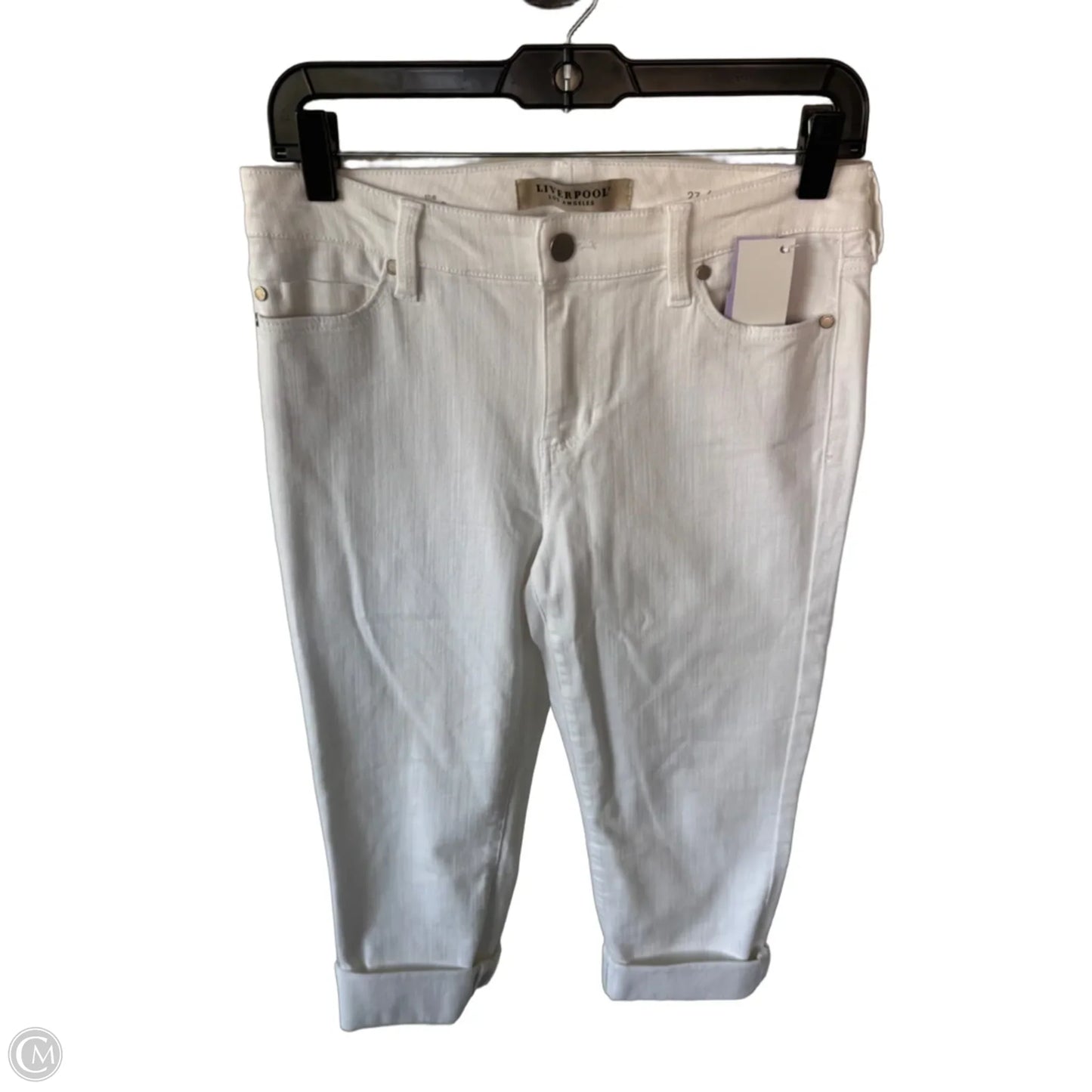 Jeans Cropped By Liverpool In White Denim, Size: 4