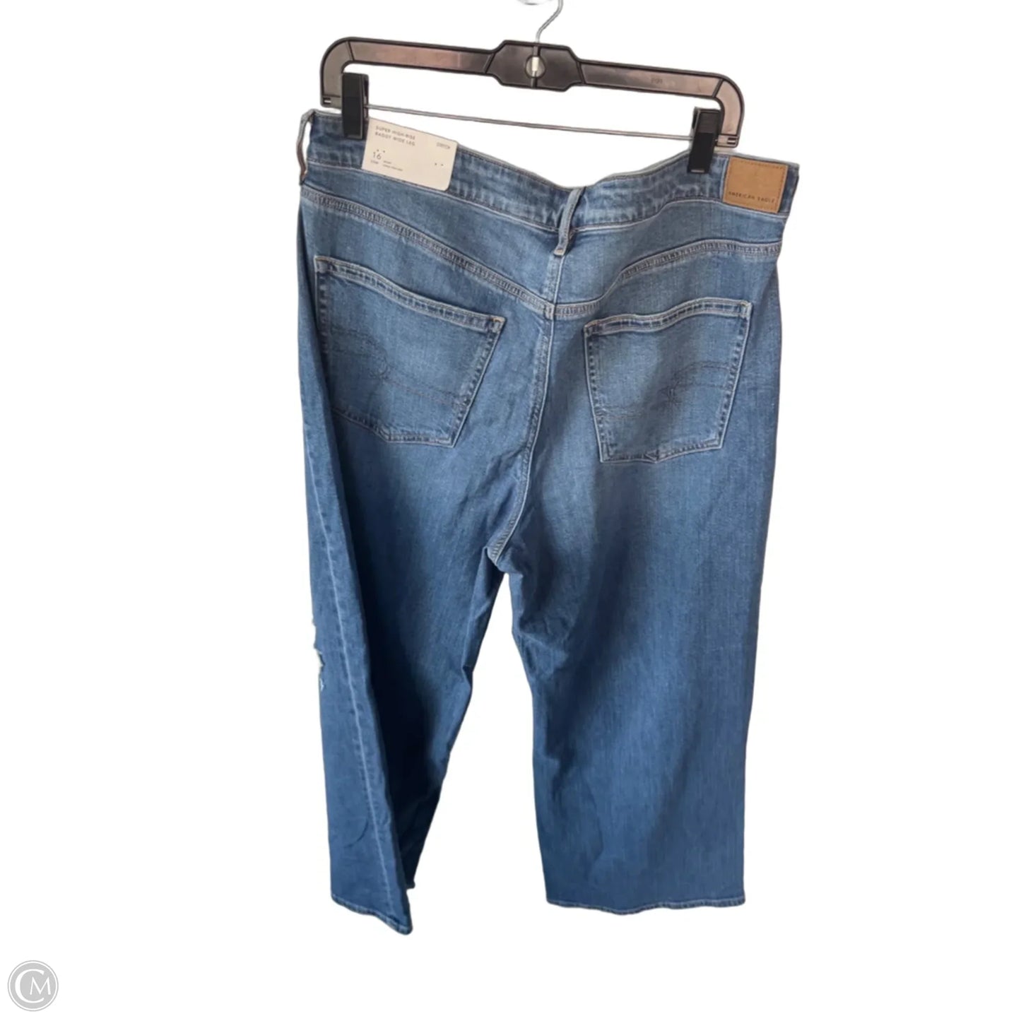 Jeans Wide Leg By American Eagle In Blue Denim, Size: 16