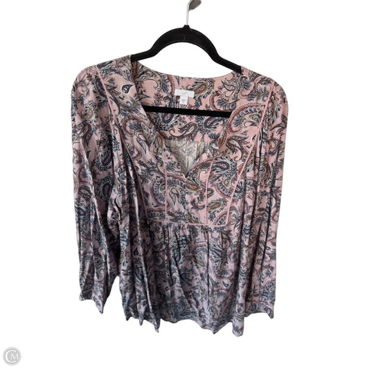 Top Long Sleeve By J. Jill In Pink & Purple, Size: Xl
