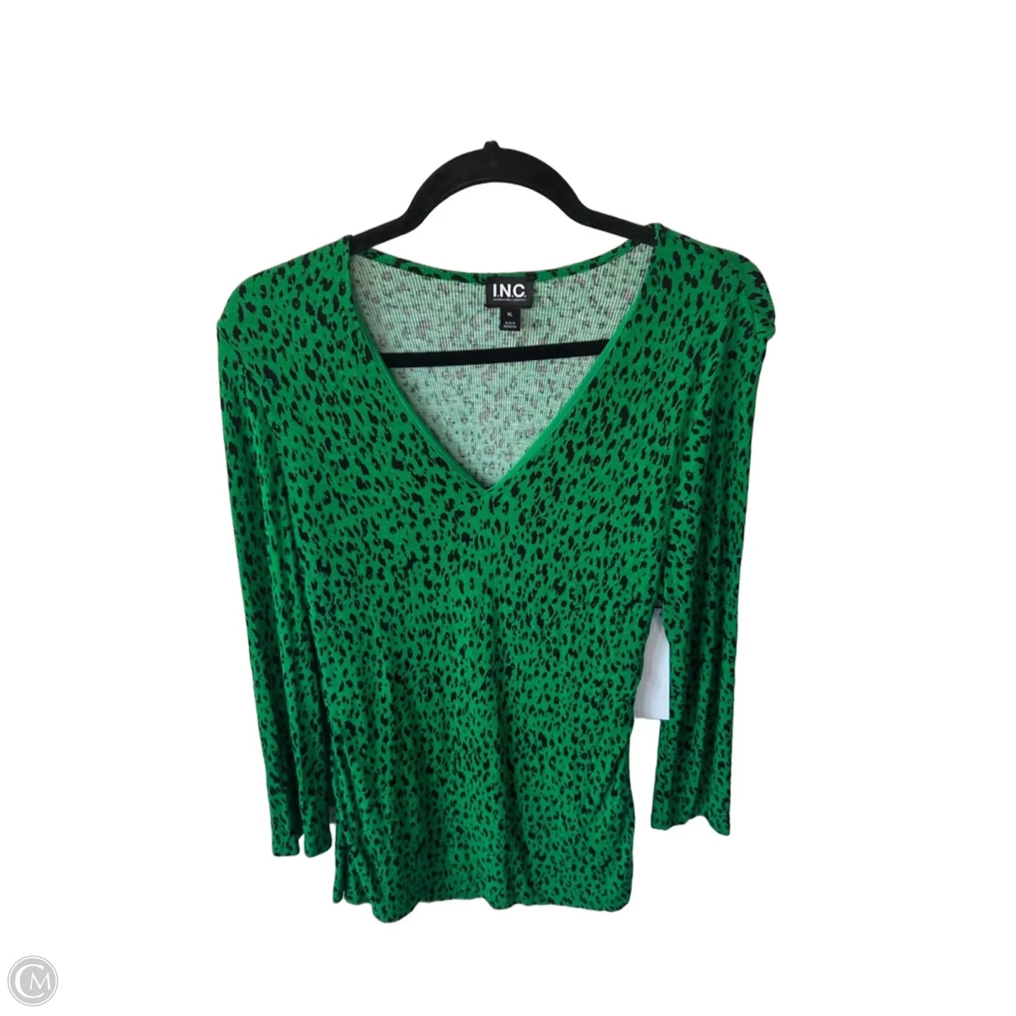 Top 3/4 Sleeve By Inc In Black & Green, Size: Xl