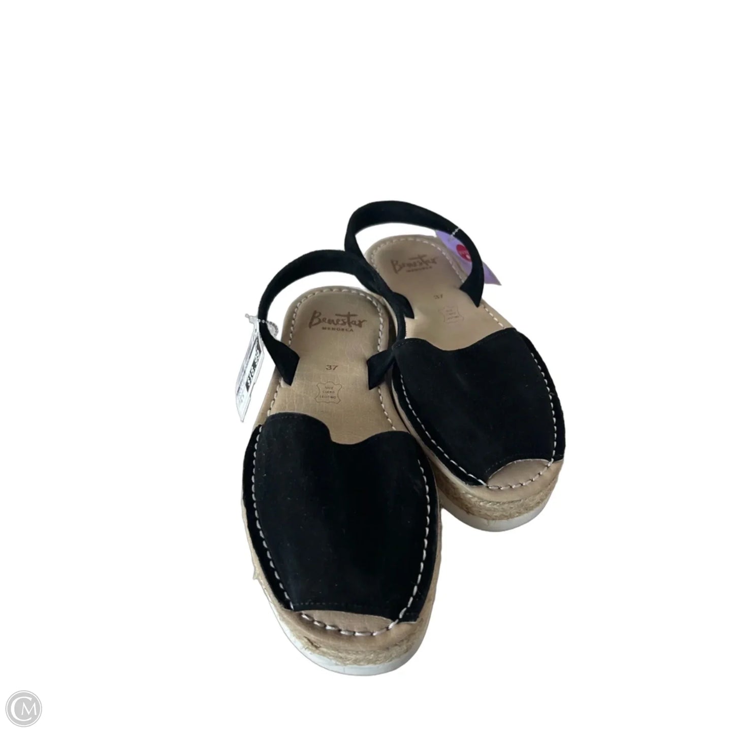 Sandals Flats By Clothes Mentor In Black & Tan, Size: 6.5