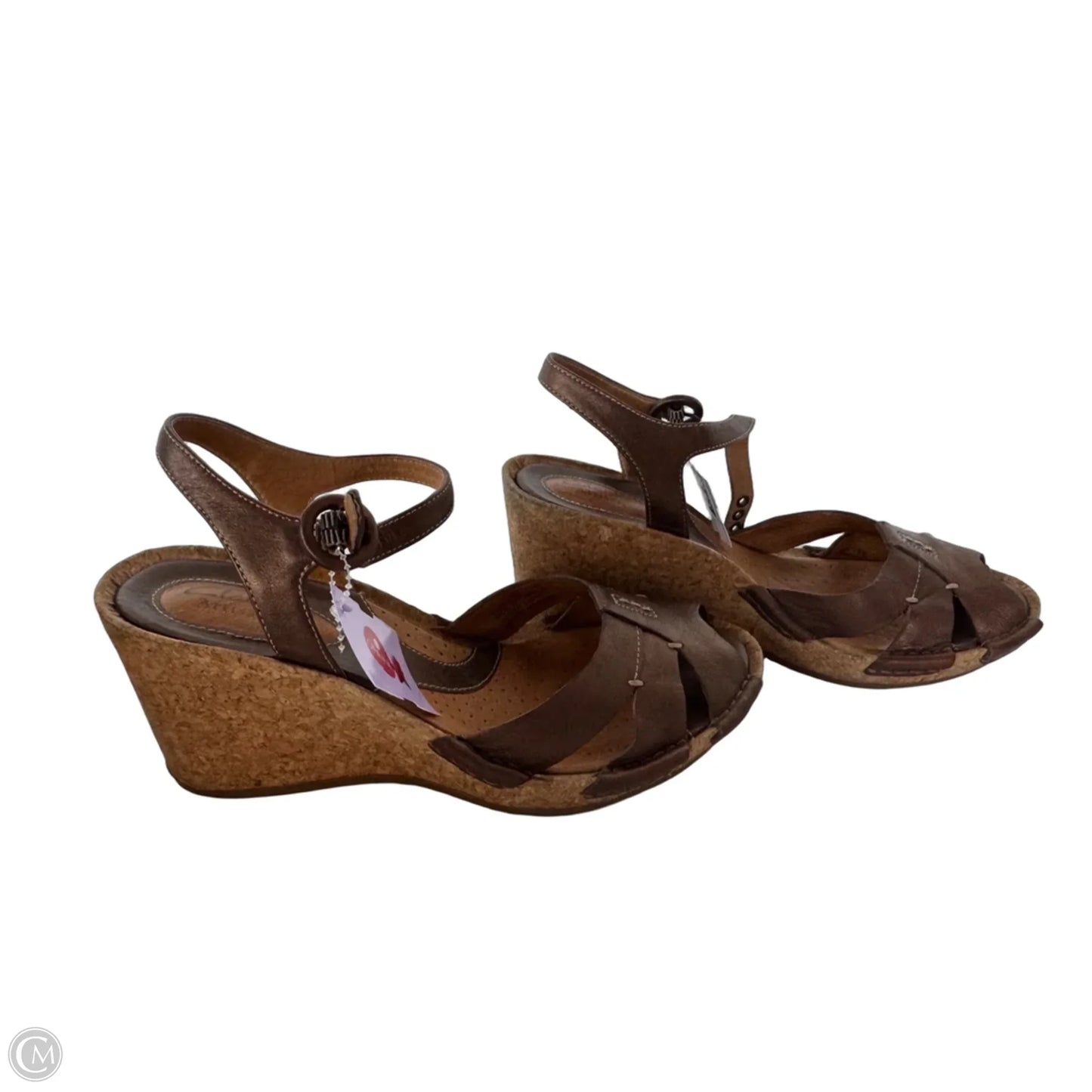 Sandals Heels Wedge By Clarks In Brown & Tan, Size: 7.5