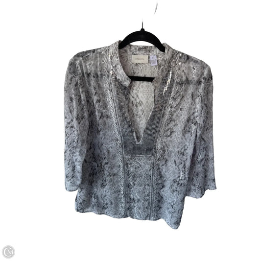 Top 3/4 Sleeve By Chicos In Grey & Silver, Size: S