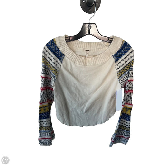 Top Long Sleeve By Free People In Cream & Red, Size: Xs