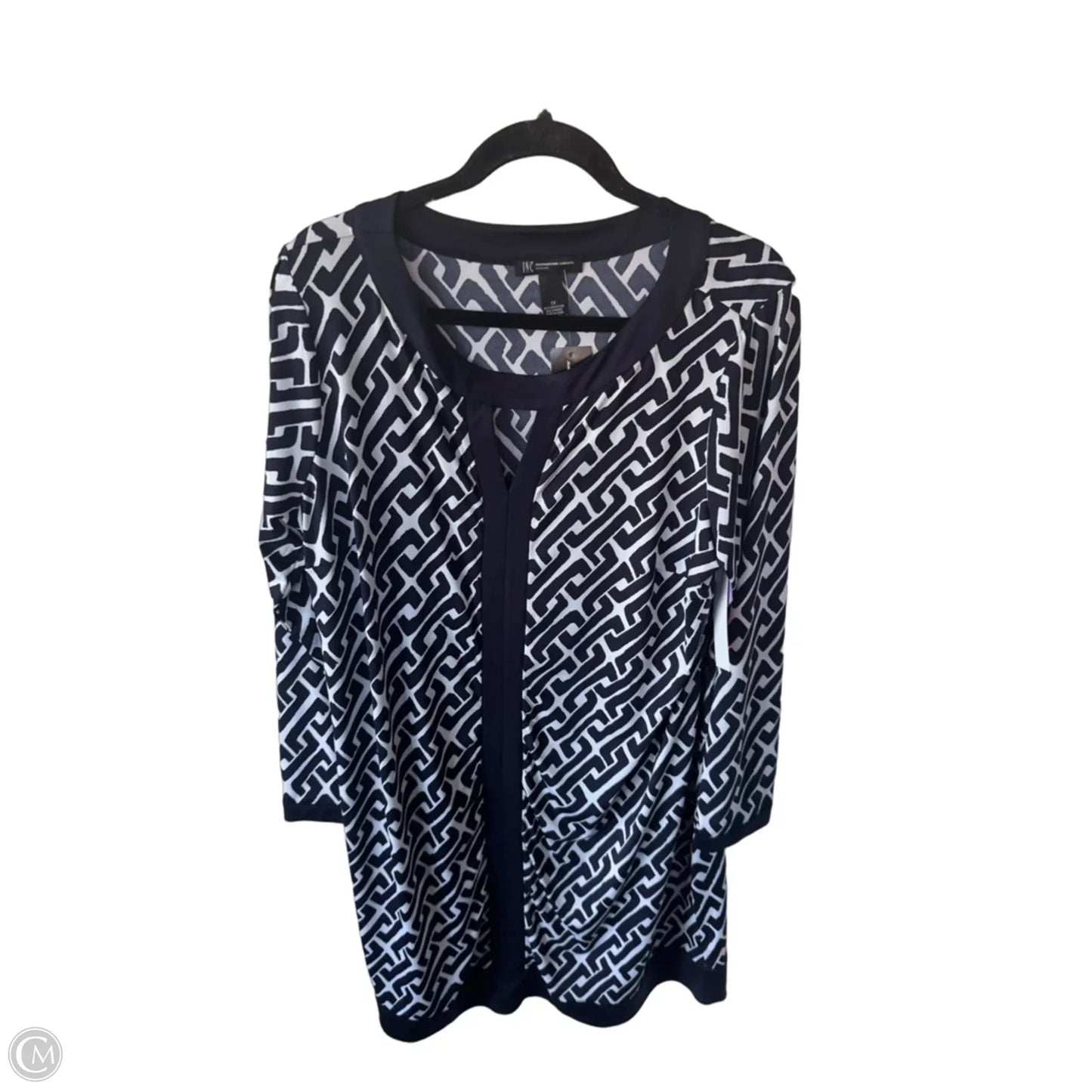 Dress Work By Inc In Blue & White, Size: 1x