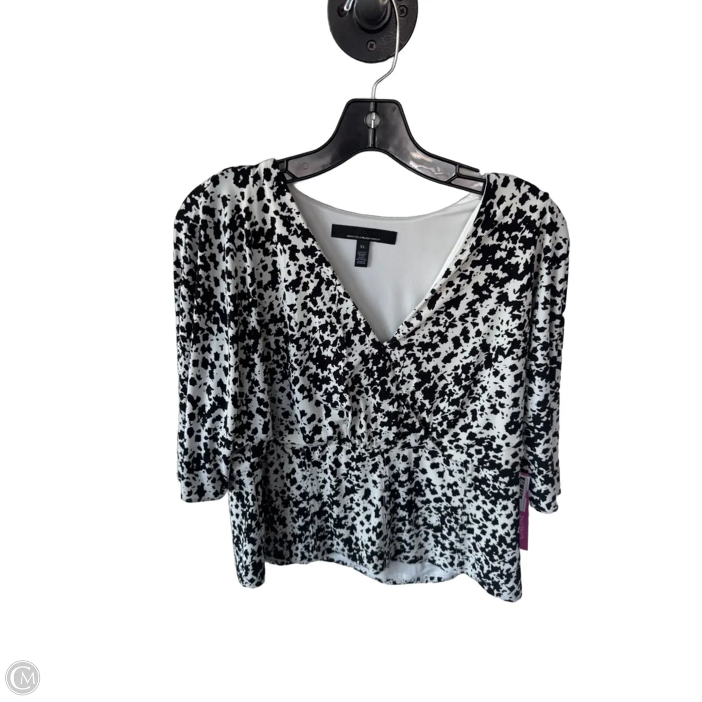 Top Short Sleeve By White House Black Market In Black & White, Size: Xl
