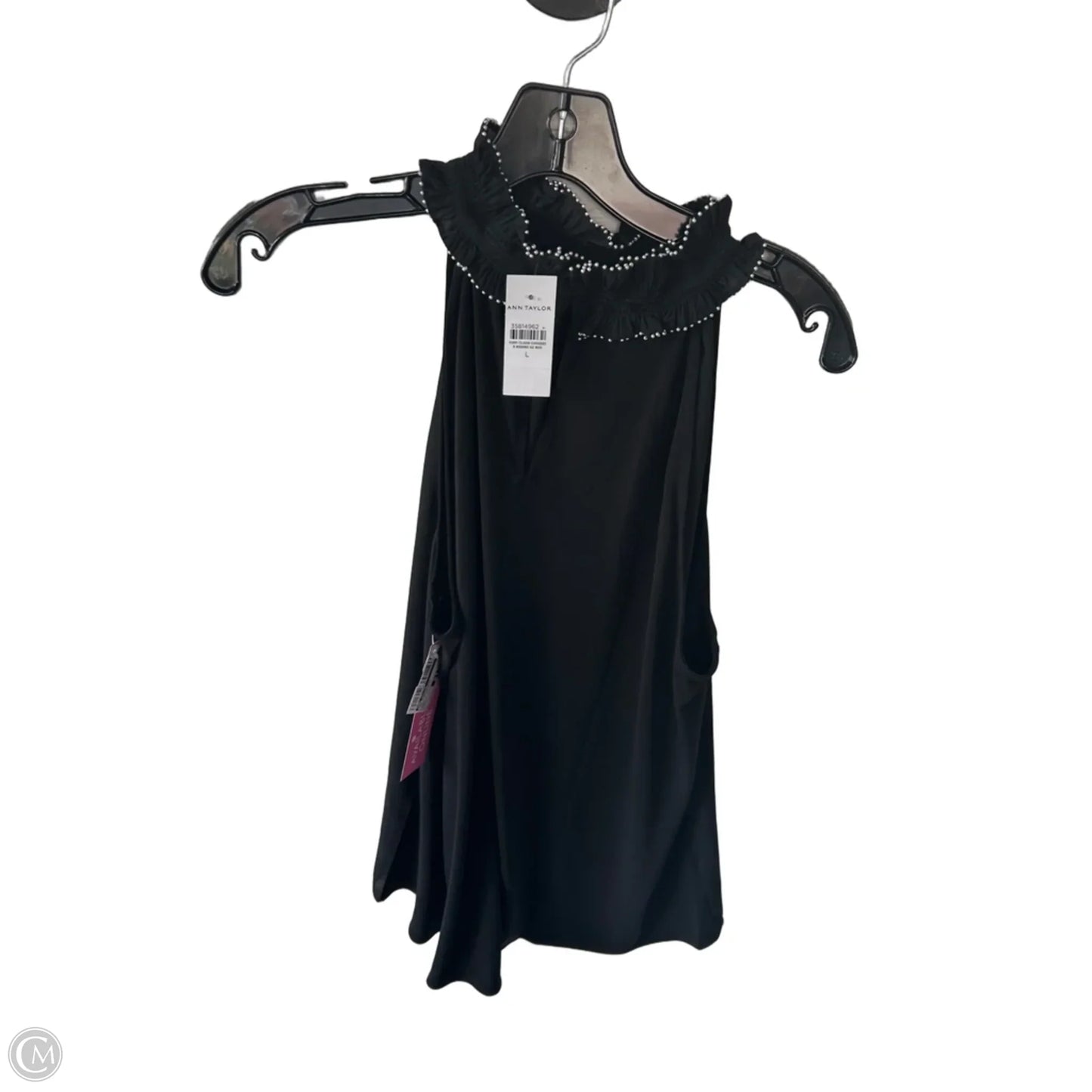 Top Sleeveless By Ann Taylor In Black & White, Size: L