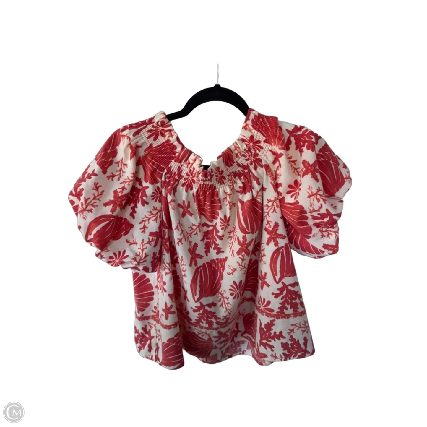 Top Short Sleeve By Cece In Orange & Tan, Size: M