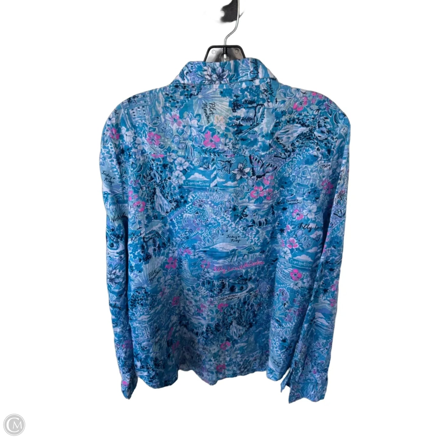 Top Long Sleeve Designer By Lilly Pulitzer In Blue & White, Size: Xl