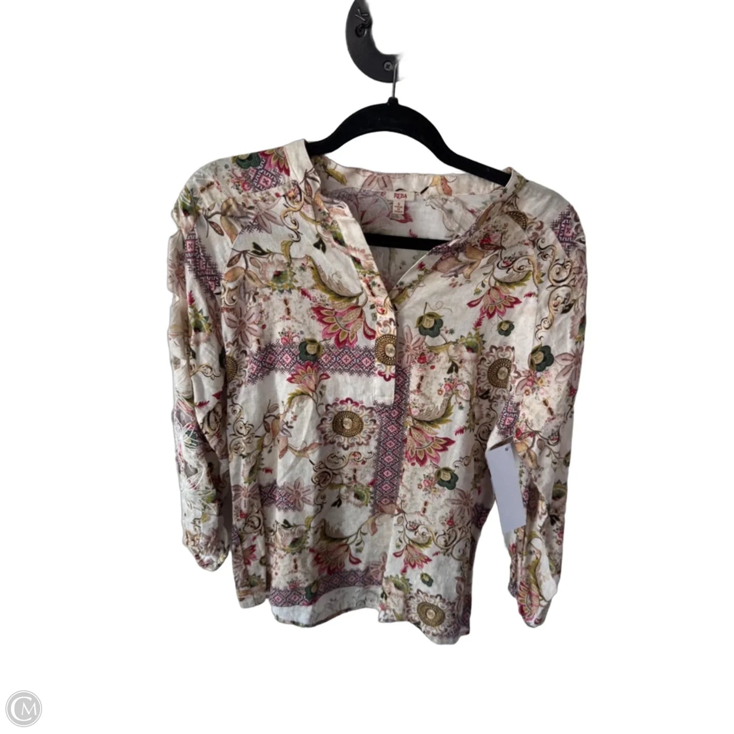 Top 3/4 Sleeve By Reba In Pink & Tan, Size: S
