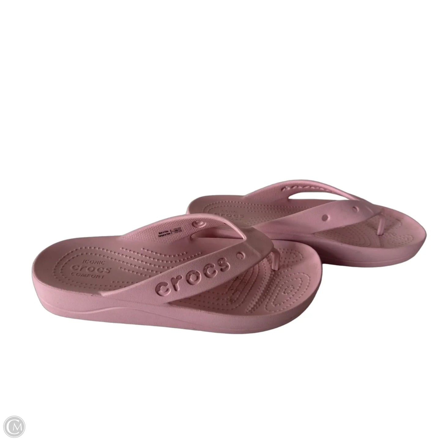 Sandals Flip Flops By Crocs In Pink, Size: 8