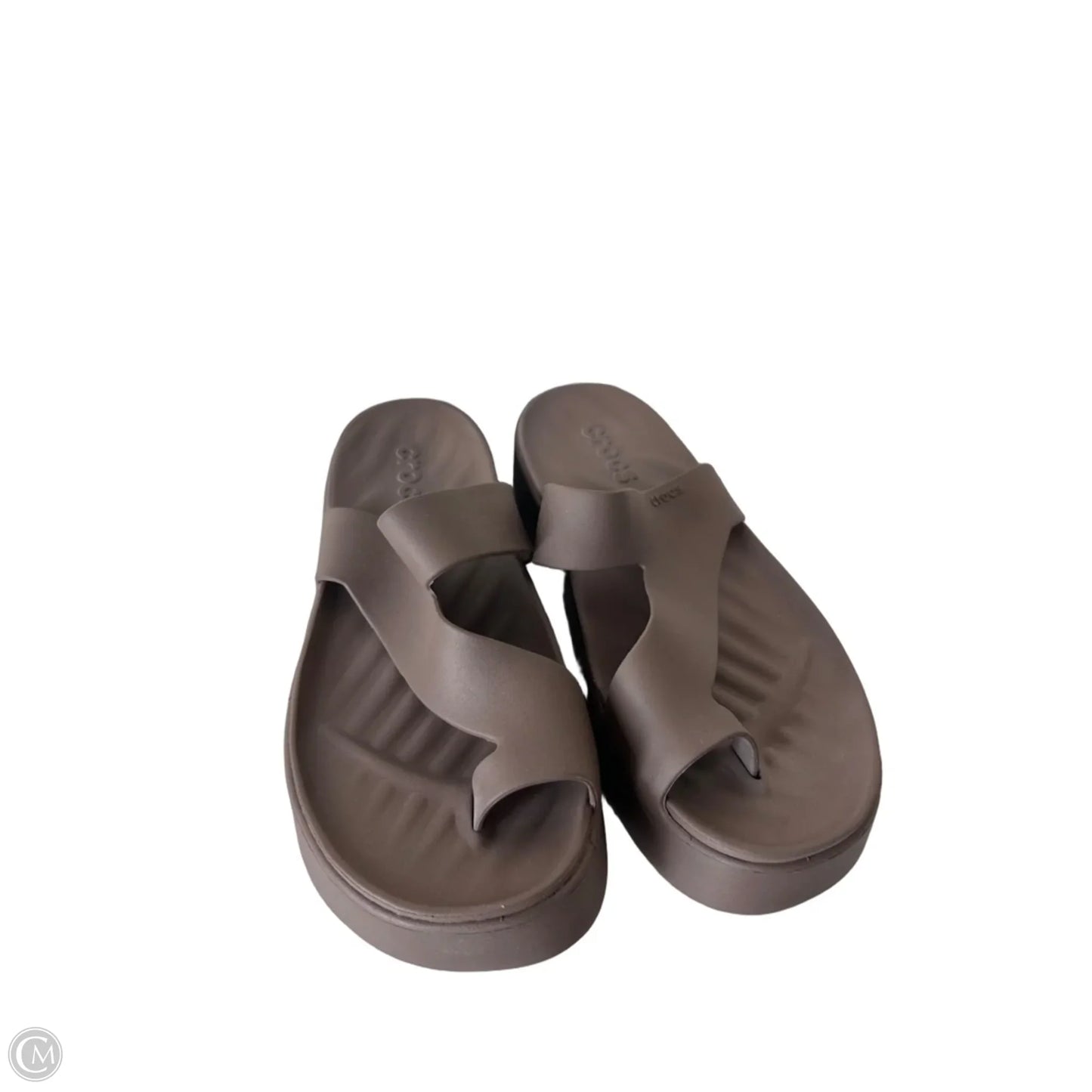 Sandals Flip Flops By Crocs In Brown, Size: 7