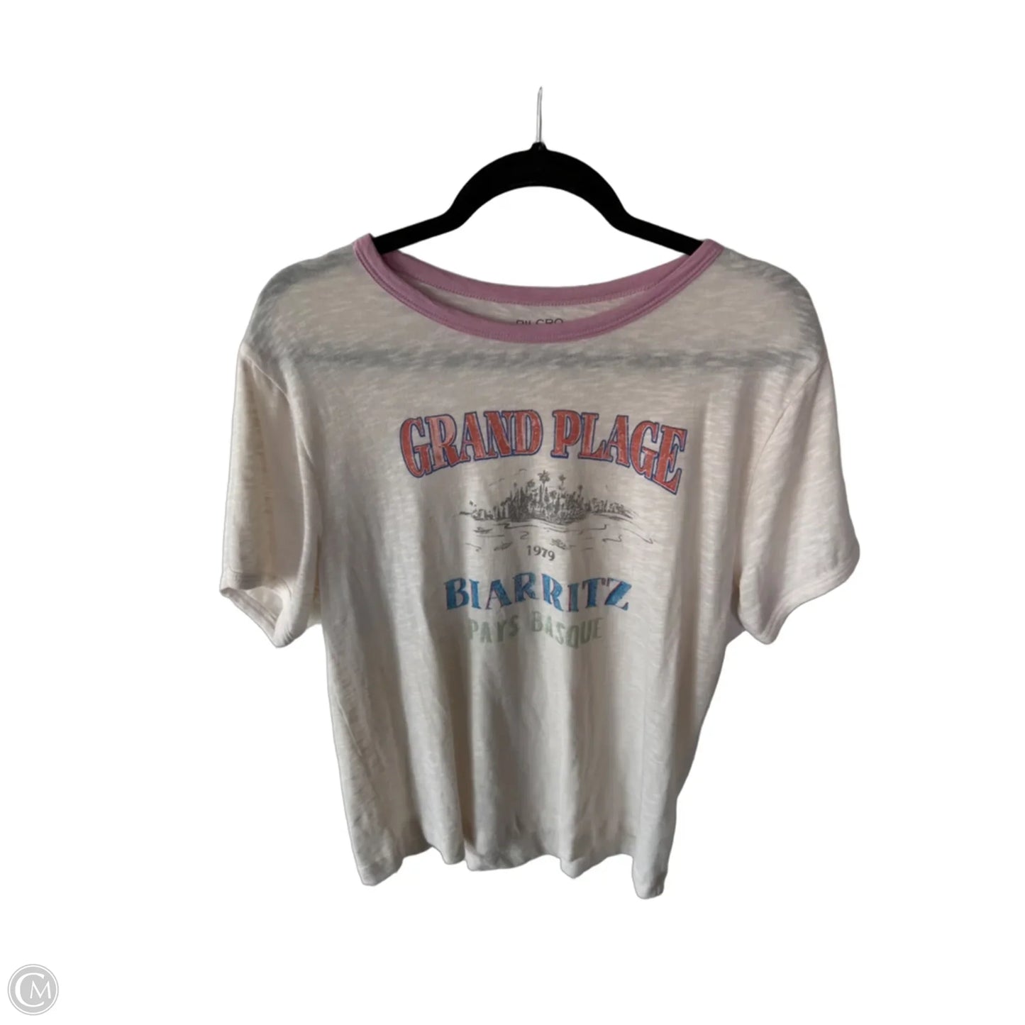 Top Short Sleeve By Pilcro In Cream & Pink, Size: S