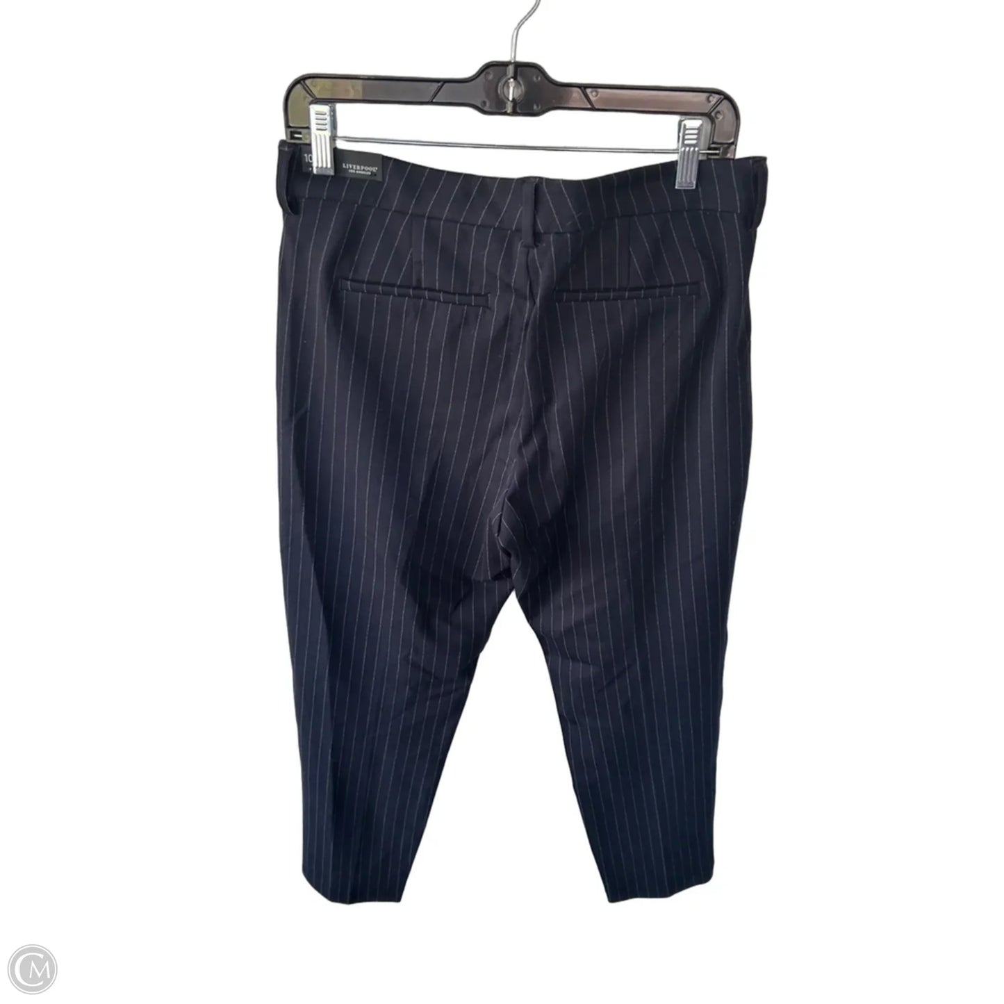 Pants Dress By Liverpool In Blue & White, Size: 10