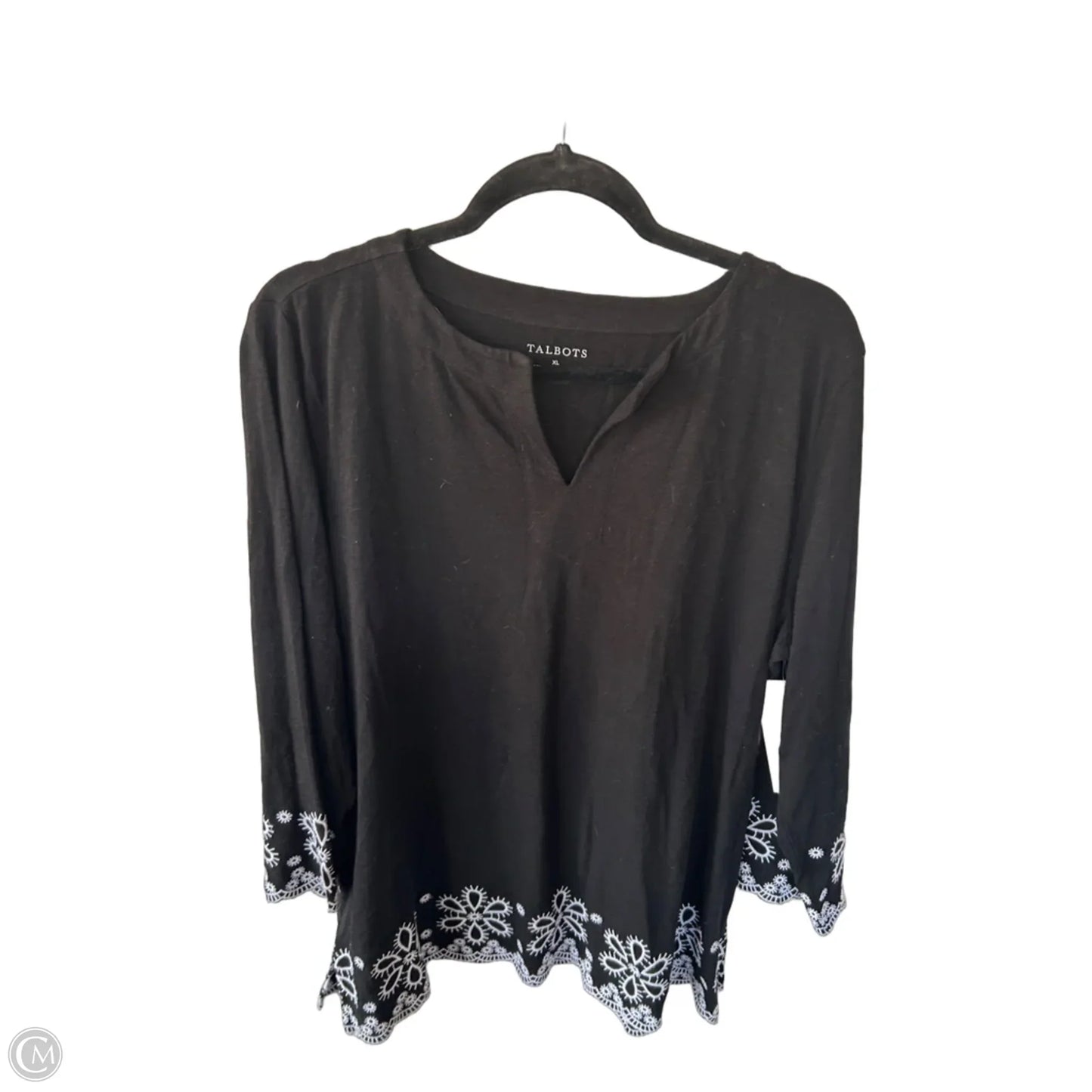 Top Long Sleeve By Talbots In Black & White, Size: Xl
