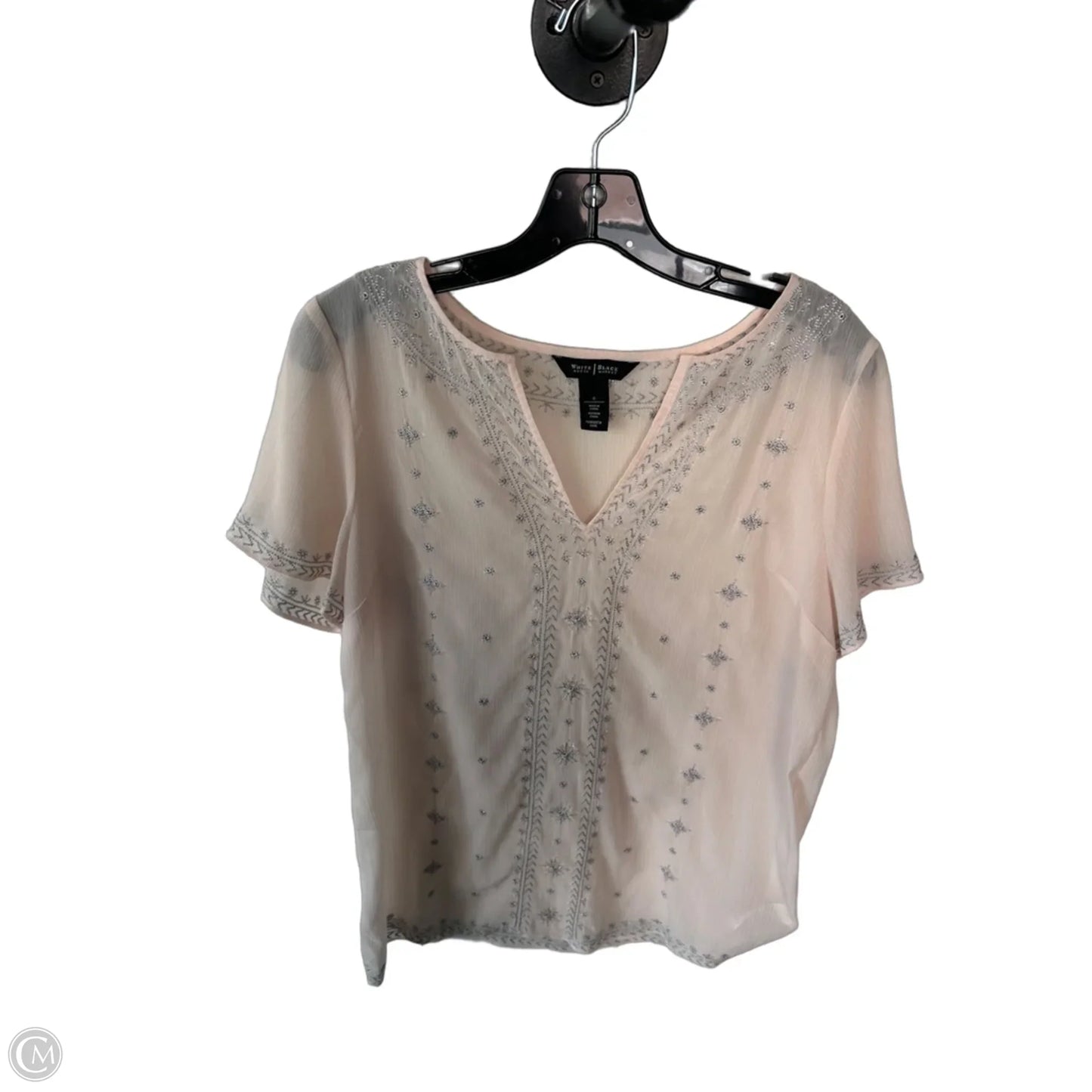 Top Short Sleeve By White House Black Market In Pink & Silver, Size: S